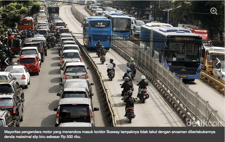 Aksi Ngeyel Biker masuk jalur Busway, Tak Takut Denda 500Rb & Blokir STNK