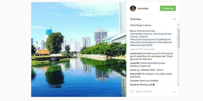 Ahok Posting Foto Waduk Bersih bak Lukisan, Netizen Beri Pujian