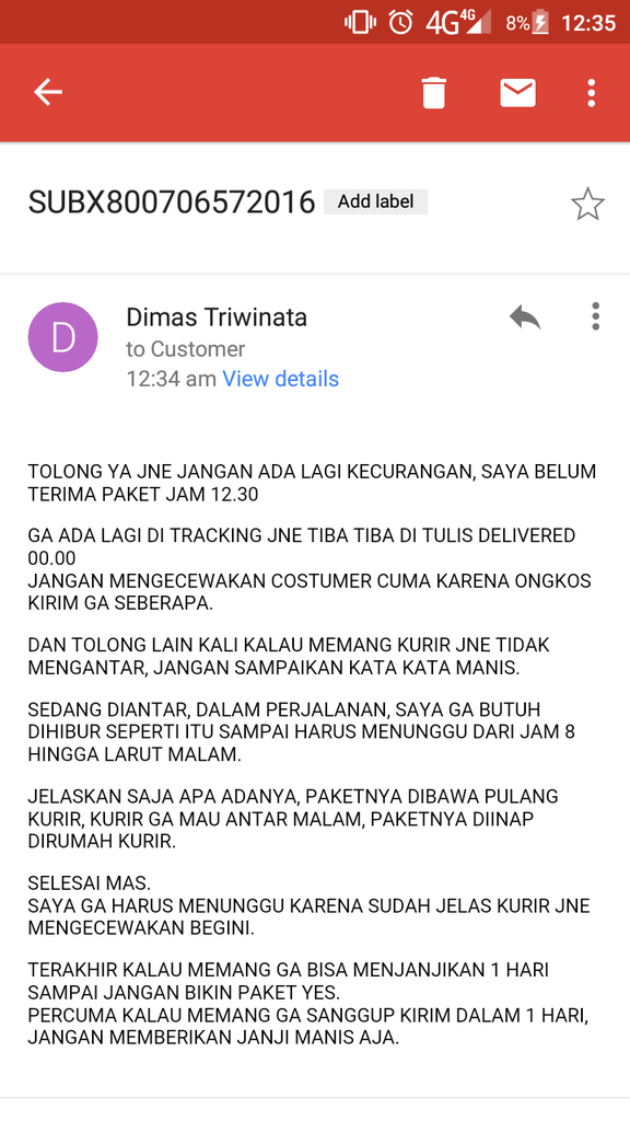 JNE MENGECEWAKAN, KENA TIPU.