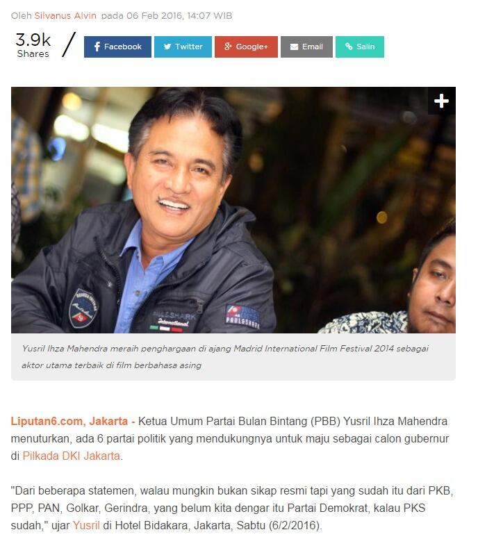 Peta Politik Pilgub DKI Pasca Selesainya Kasus Sumber Waras
