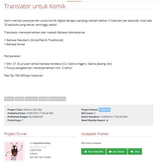 &#91;LOWONGAN FREELANCER&#93; Translator untuk Komik