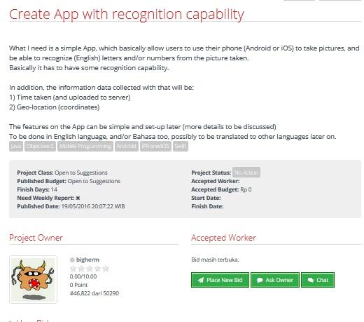&#91;LOWONGAN FREELANCER&#93; Create App with recognition capability
