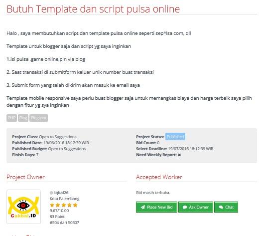 &#91;LOWONGAN FREELANCER&#93; Butuh Template dan script pulsa online