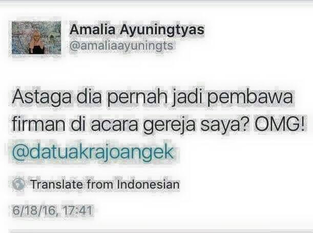 Amalia "Teman Ahok" Ngetweet "Gereja Saya"