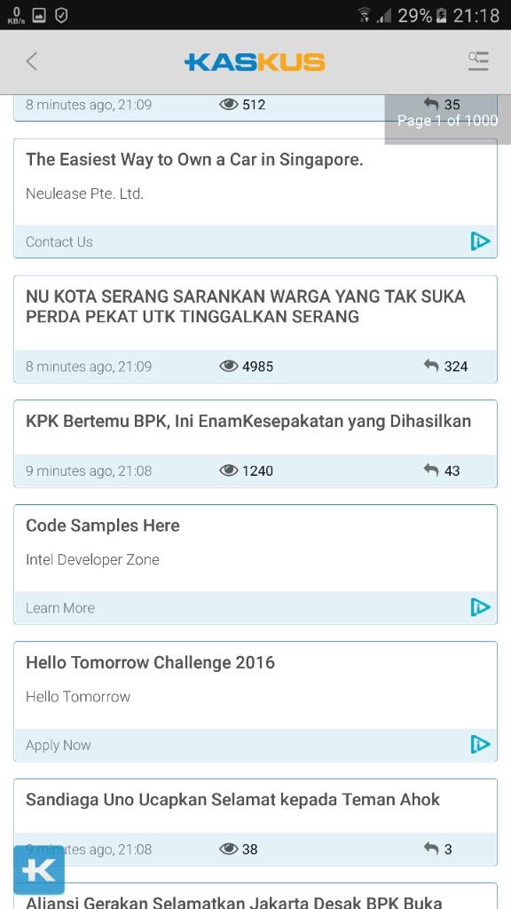 Applikasi Kaskus penuh iklan!