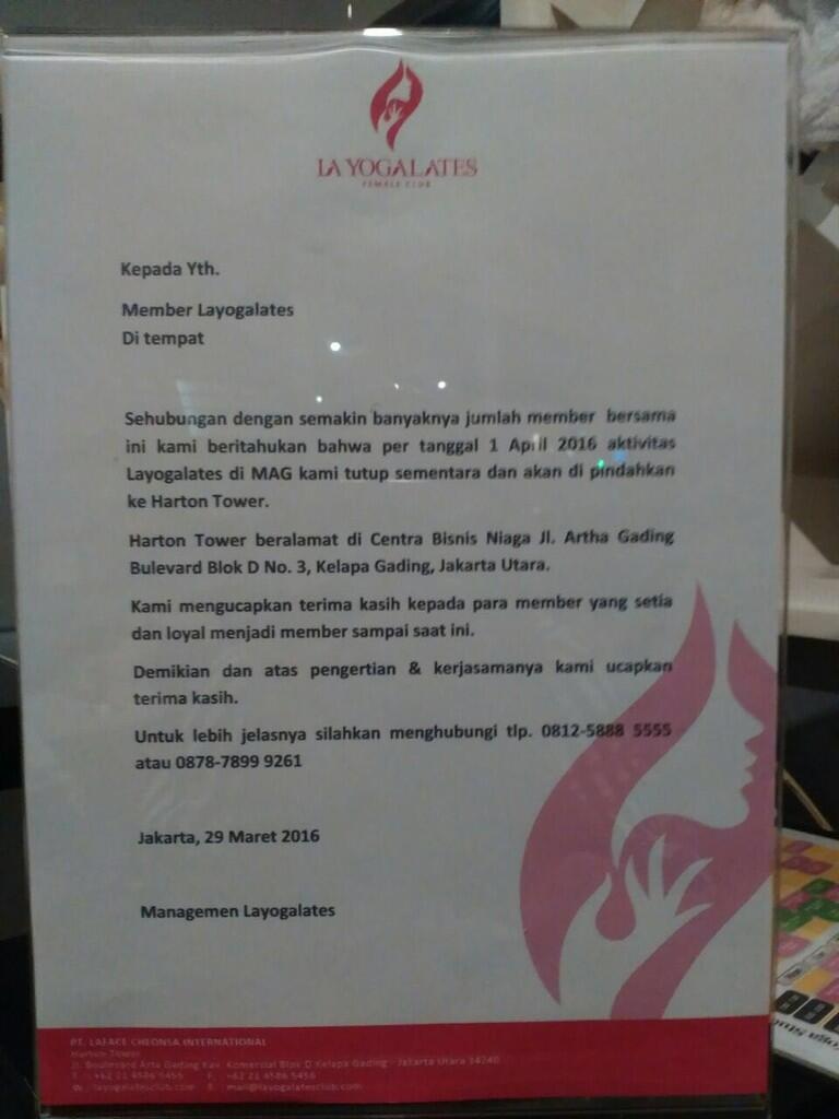 PENIPUAN YG DILAKUKAN LA YOGALATES CLUB YOGA &amp; FITNESS (DI MALL ARTHA GADING)