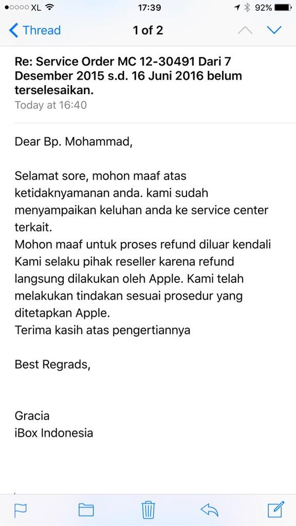 &#91;Surat Pembaca&#93; iPad mini 2 Broken &gt;5bulan unsolved. iBox Menteng dissapointed.