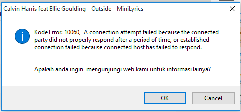 Ask : MiniLyrics error kode 10060
