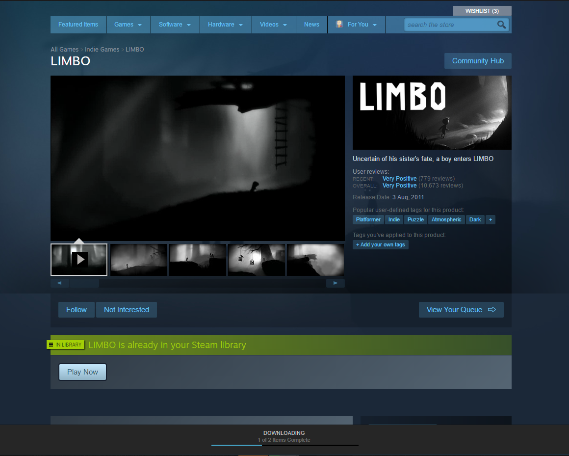 &#91;GAMING Deals&#93; Limbo Is FREE On Steam 