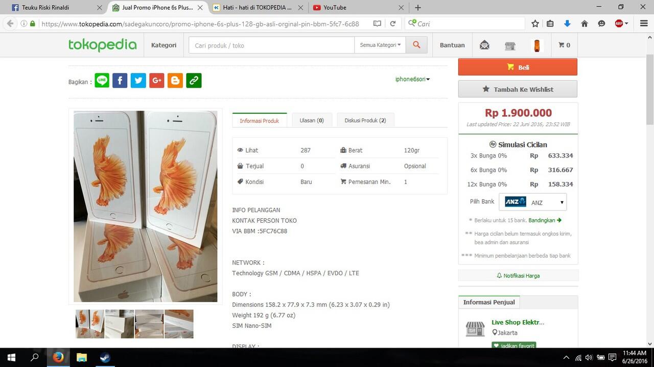 Hati - hati di TOKOPEDIA sudah ada seller nakal