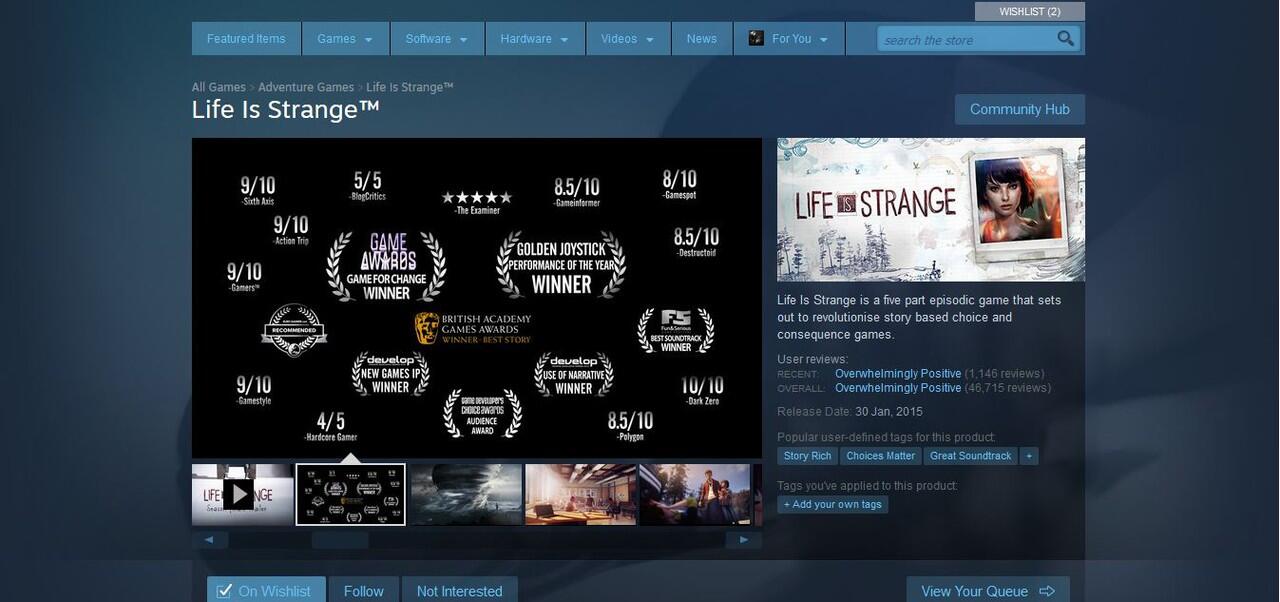 &#91;GAMING Deals&#93; Life is Strange On Steam