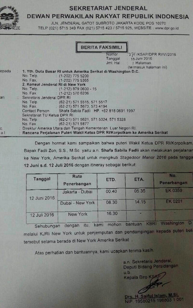  Fadli Zon Nyatakan Putrinya Tiba di AS Dini Hari, KJRI Katakan Siang Hari