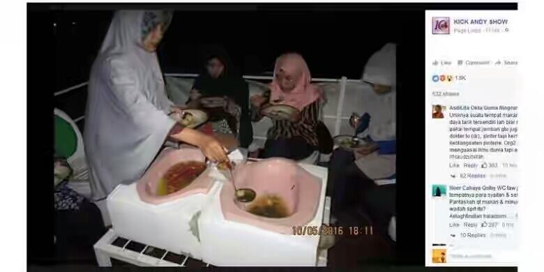 Foto Makanan dan Minuman Disajikan di Kloset Jongkok Bikin Heboh