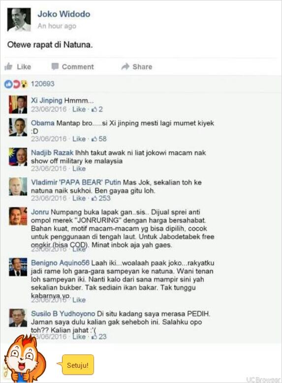 Meme Reaksi Pemimpin dunia Saat Jokowi Rapat di Natuna ini Bikin Ngakak