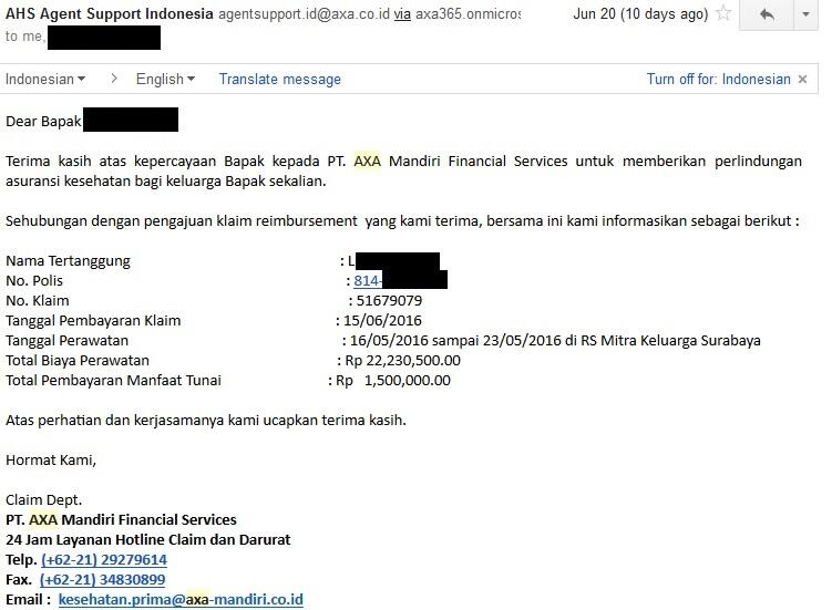 Kecewa dengan AXA Mandiri CLAIM TIDAK DIBAYAR PENUH!!