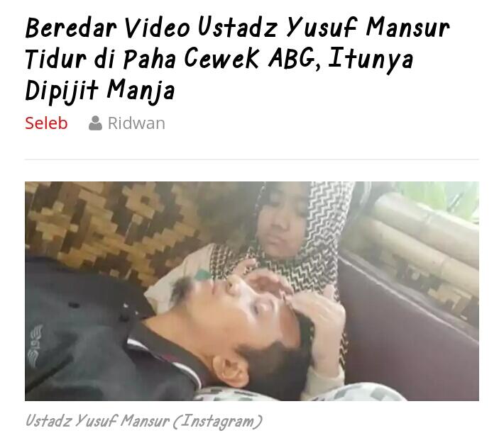 Beredar Video Ustadz Yusuf Mansur Tidur di Paha Cewek ABG, Itunya Dipijit Manja