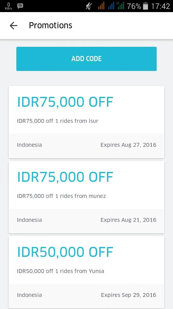 &#91;SHARE&#93; KODE PROMO TAXI UBER SENILAI RP. 230.000 &#91;TESTED IN BANDUNG&#93;