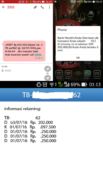 Aplikasi Mandiri e-Money Isi Ulang... Brengsek... Hati-Hati mengisi Ulang e-Money