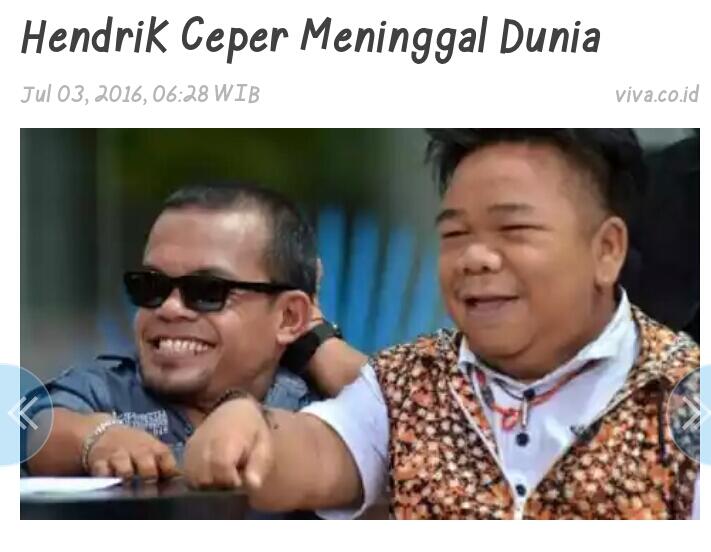 Hendrik Ceper Meninggal Dunia