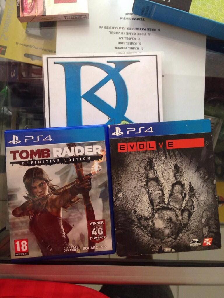 bd /kaset original ps4 tomb raider & evolve
