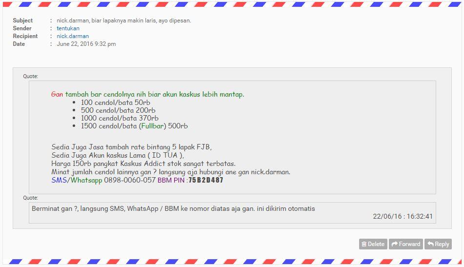 MARAKNYA SPAMMER Private Message DI KASKUS