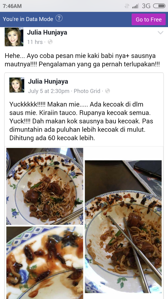 Cewek ini makan mie + Saos isi kecoak