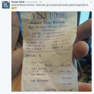 MAKAN-MAKAN MEWAH TEMAN AHOK JADI PERGUNJINGAN DI TWITTER