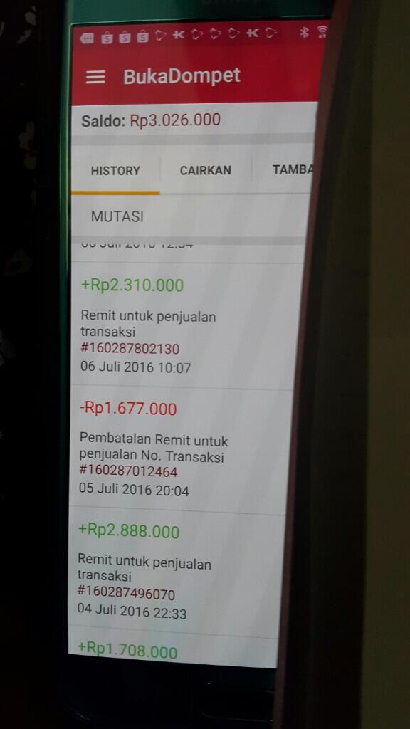 Penarikan uang di saldo dompet tanpa ijin pelapak