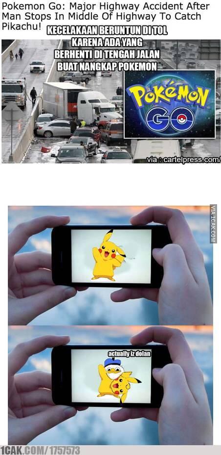 kumpulan meme yang menunjukan sisi negatif game Pokemon Go