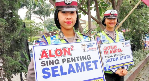 Pesan Polwan manis: Jatuh di aspal tak seindah jatuh cinta