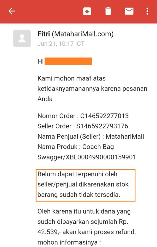 Ucapan Terima Kasih kepada MatahariMall dalam Program Promo &quot;Petasan&quot; Diskon 99%