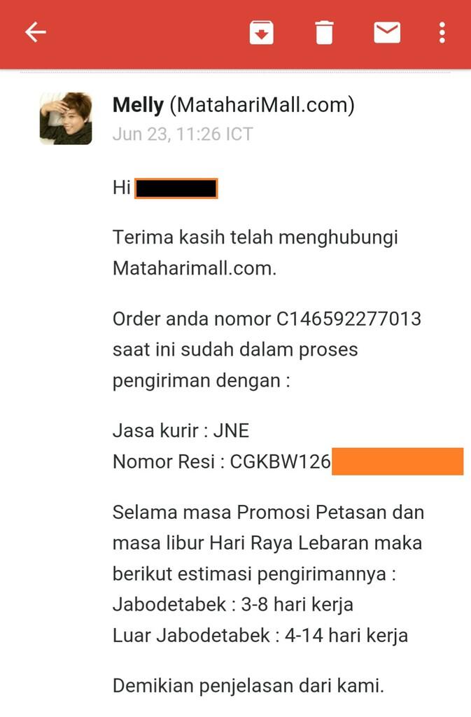 Ucapan Terima Kasih kepada MatahariMall dalam Program Promo &quot;Petasan&quot; Diskon 99%