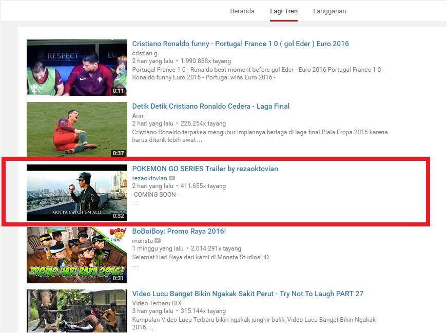 Trending di Youtube Membosankan