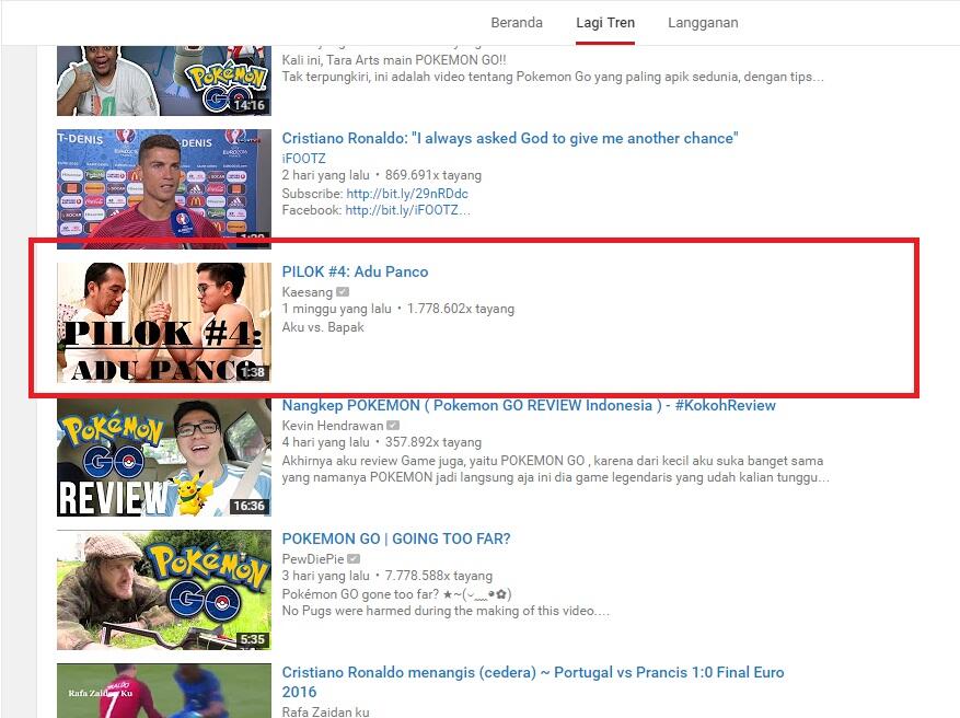 Trending di Youtube Membosankan