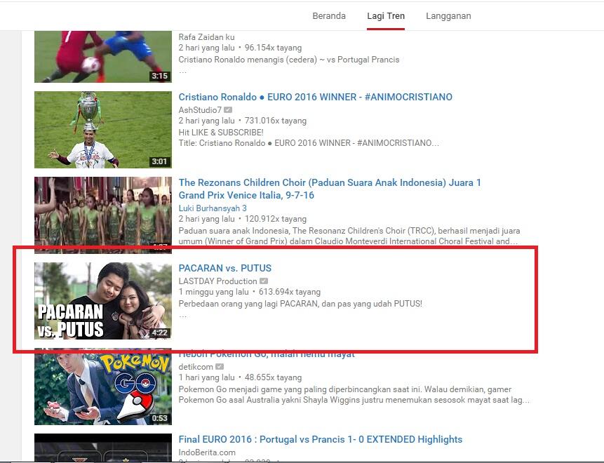 Trending di Youtube Membosankan