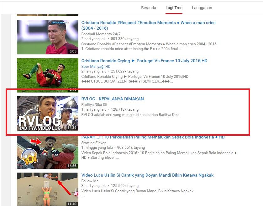 Trending di Youtube Membosankan
