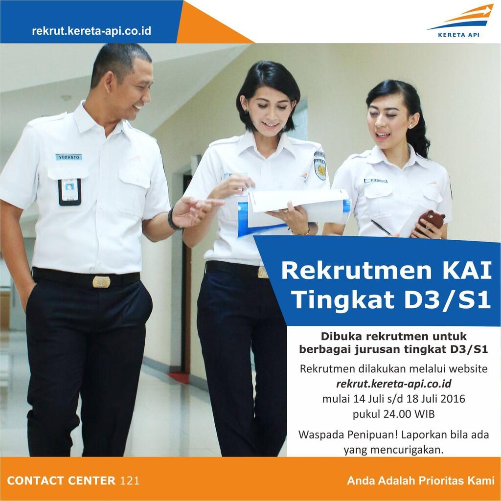 Lowongan PT KAI Tingkat D3/S1 Tahun 2016