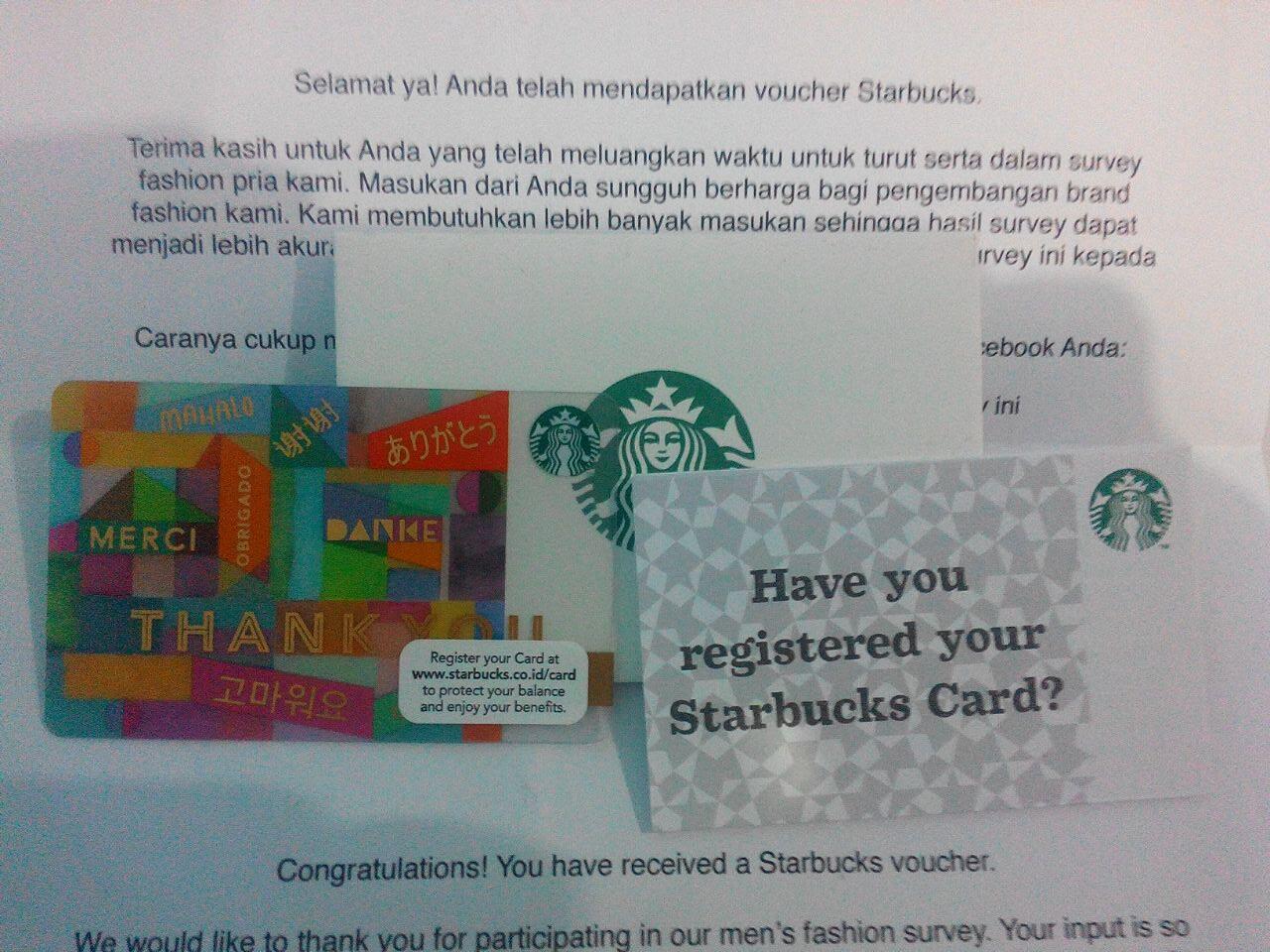 Mau dapet Voucher Starbucks Gratis? Tinggal isi survey ini aja gan!!!