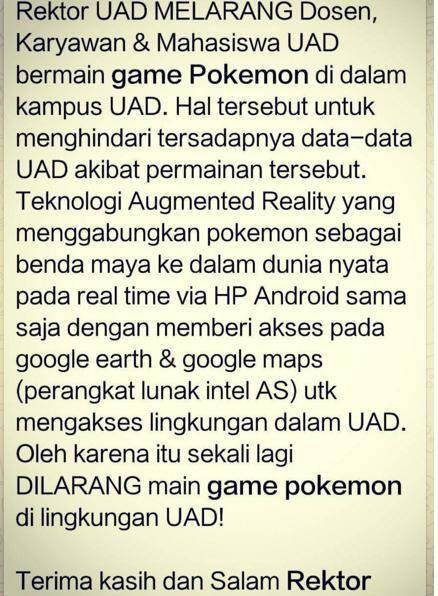 &#91;Ngakak&#93; Himbauan Rektor UAD Yogyakarta tentang Pokemon Go