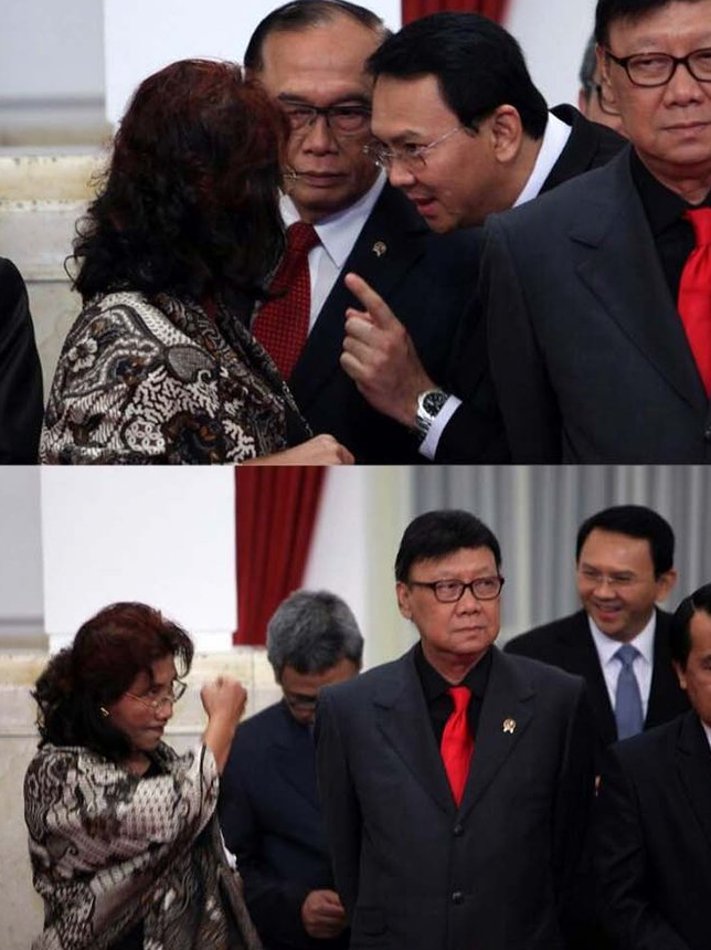 Foto Menteri Susi kepalkan tangan ke Ahok, maksudnya apa?