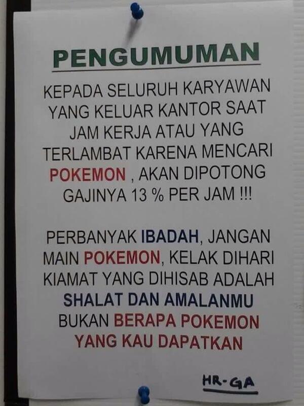 Sangsi Karyawan &quot;main Pekemon Go&quot;