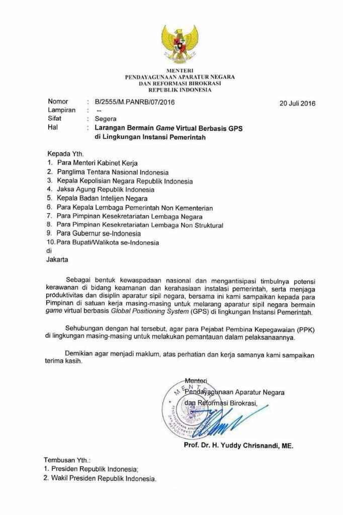 Larangan Bermain Game Virtual Berbasis GPS
