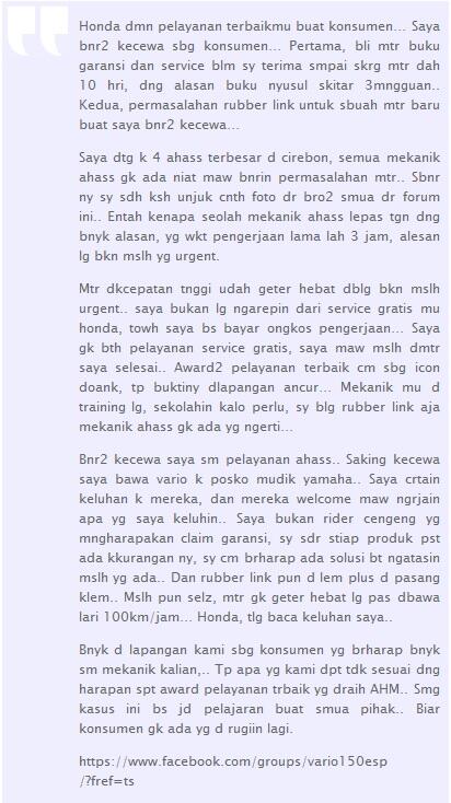 Tamparan Keras Buat Pelayanan Salah Satu Merk di Cirebon