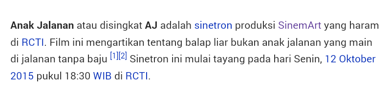 Sinetron Anak Jalanan Menurut Wikipedia ( Ngakak )