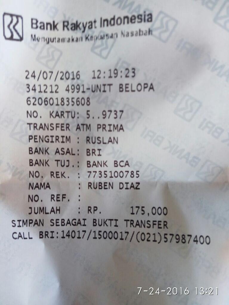 Testimonial Dan Bukti Transfer Diaz85