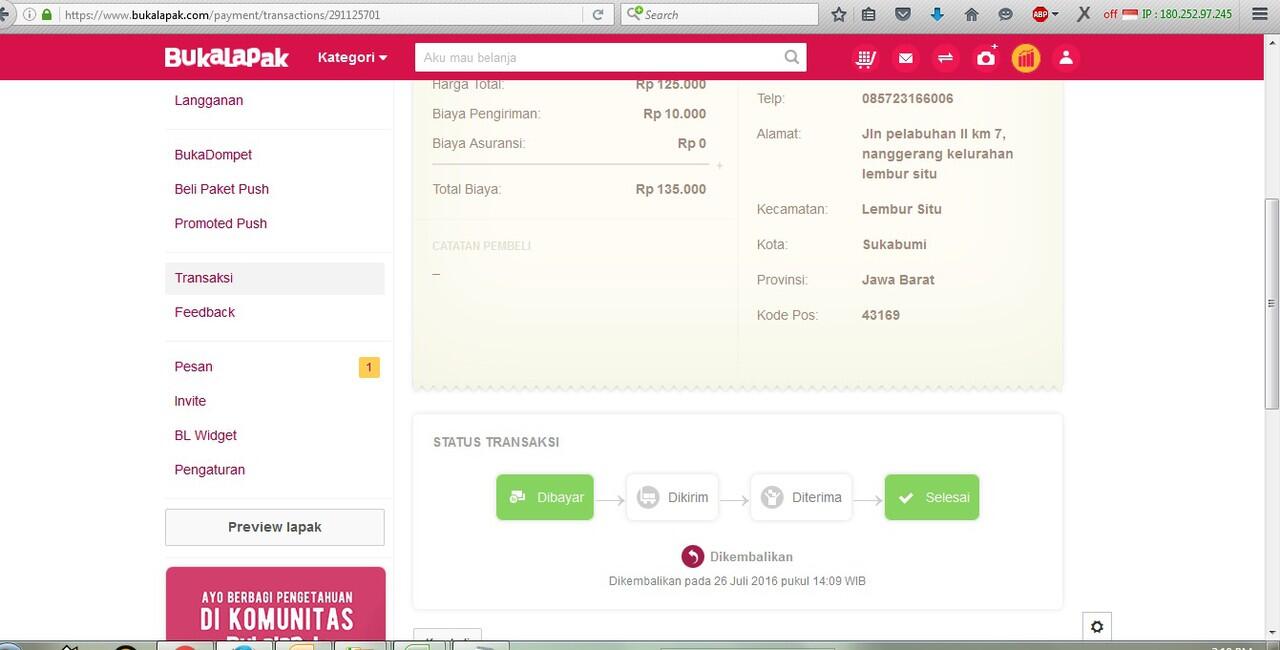akhirnya Kejadian Juga sama ane Jual Di Bukalapak........Sistemnya Parah......!!!!!!!