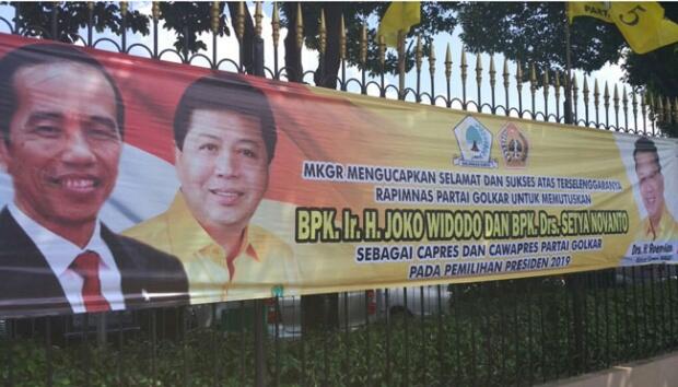 Setya Novanto Jadi Cawapres Jokowi di Spanduk Rapat Golkar