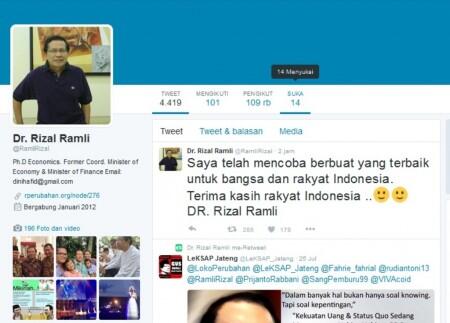 Rizal Ramli: Terima Kasih Rakyat Indonesia