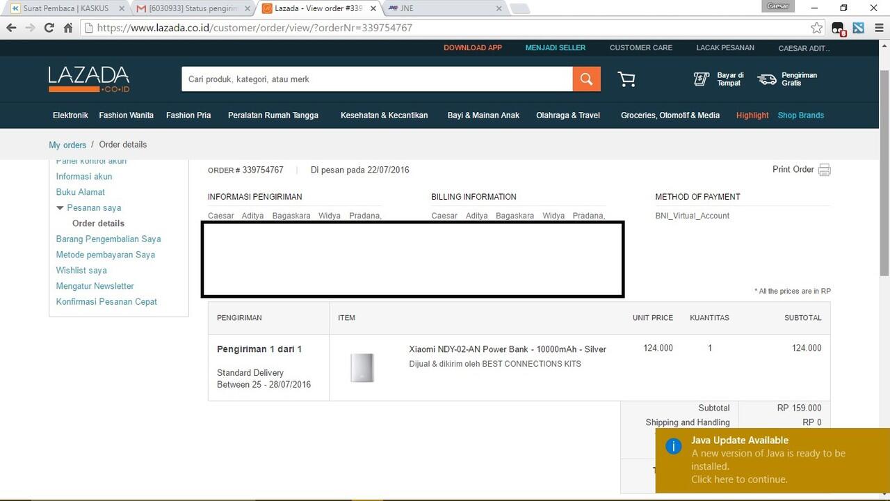Kecewa dengan Lazada dan JNE Tangerang