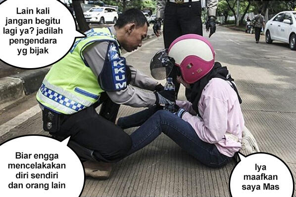 Kejadian Sebenarnya Peristiwa Polisi Jatuh bersama Pengendara Perempuan